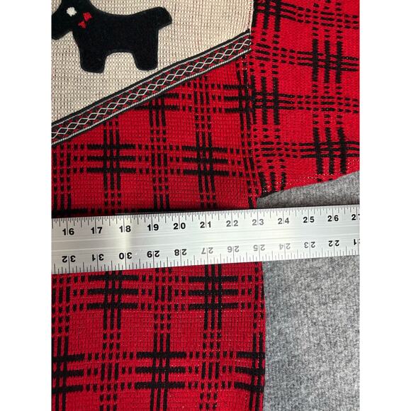Vintage Hasting & Smith Scottie Scottish Terrier Dog Red Checkered Sweater Sz L - Picture 7 of 11
